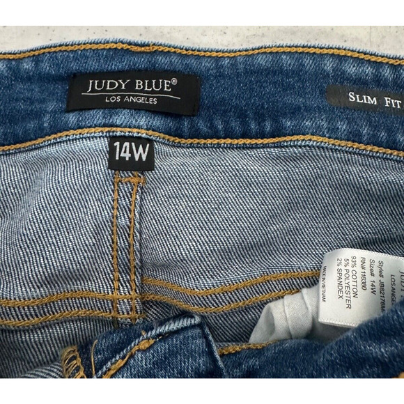 Judy Blue Slim Fit Mid Wash Stretch Jeans Womens 14W JB82176 Denim Pockets B10 - Picture 5 of 8